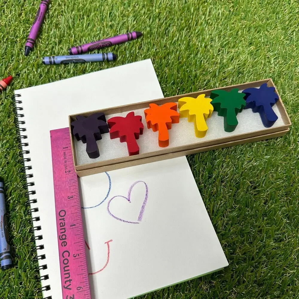 2/$30 Palm Tree Crayons (6), Kids Boys Girls, Tropical Hawaiian Beach B-day Gift